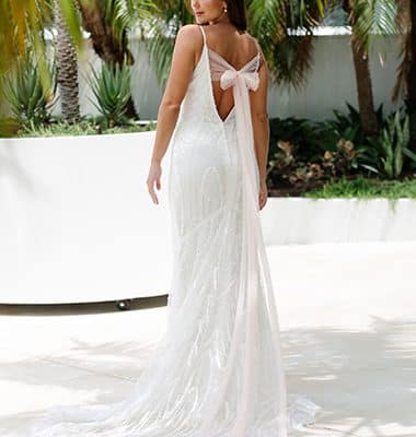 Rhine - Lace, Low Back, Sheath - Emanuella Collection Wedding Dresses