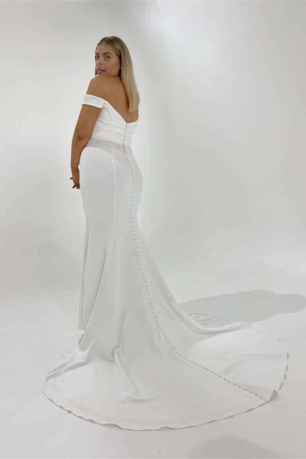 Daydreaming - Off The Shoulder, Sheath, Simple - Diva Curves Collection Wedding Dresses