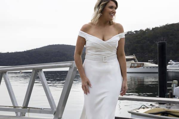 Daydreaming - Off The Shoulder, Sheath, Simple - Diva Curves Collection Wedding Dresses