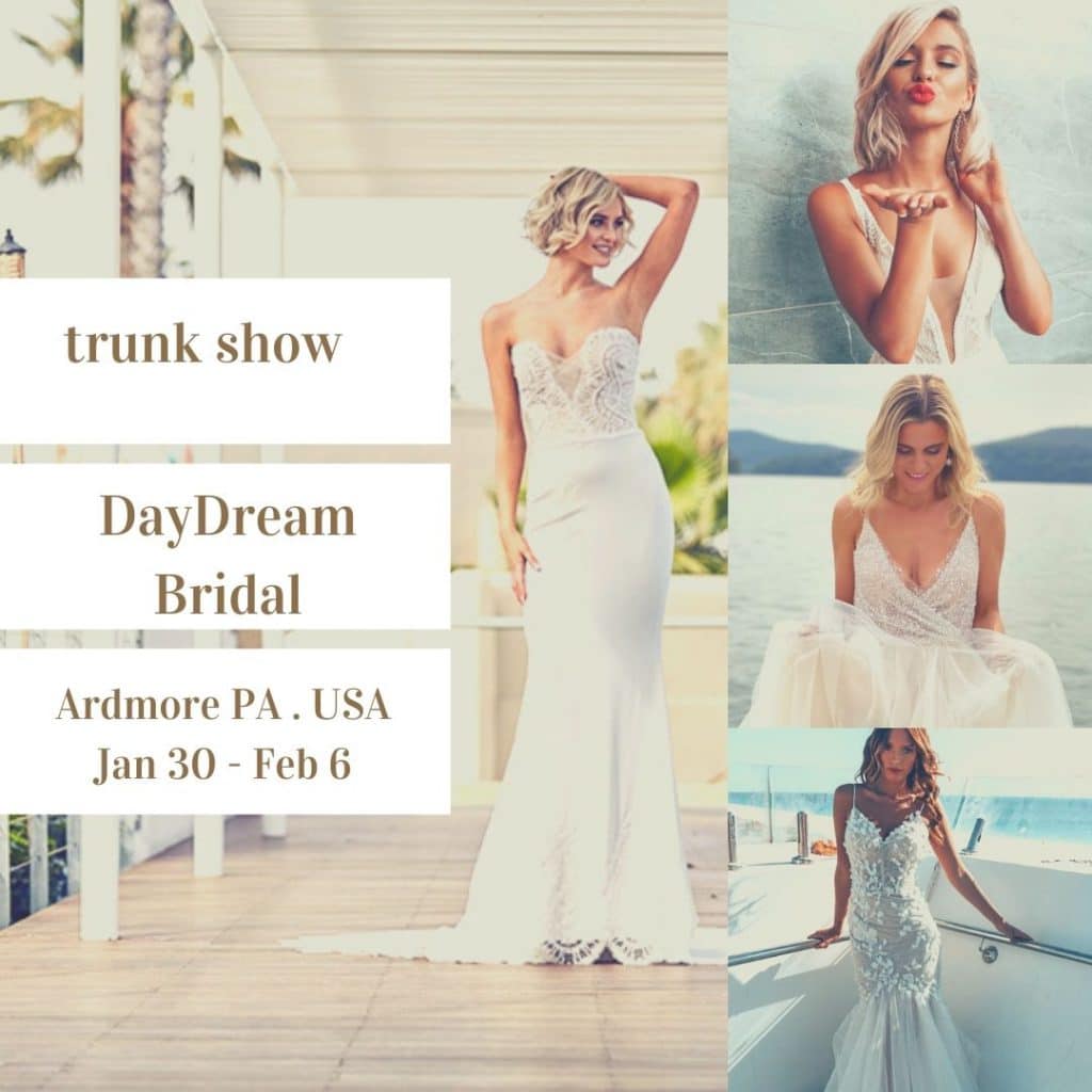 Rachel Rose and Emanuella trunk show at DayDream Bridal Pennsylvania.