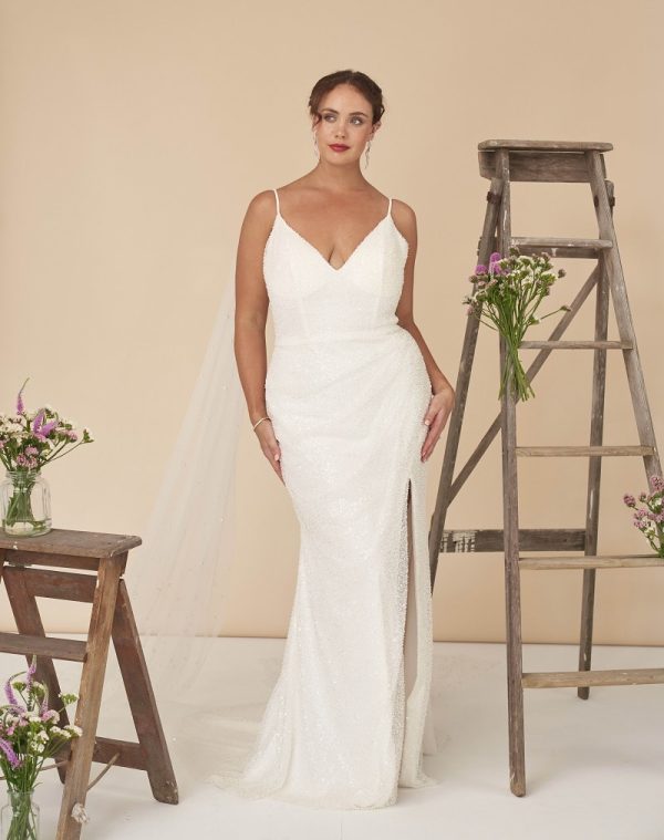Desire - Beaded, Sheath, V neckline - Diva Curves Collection Wedding Dresses
