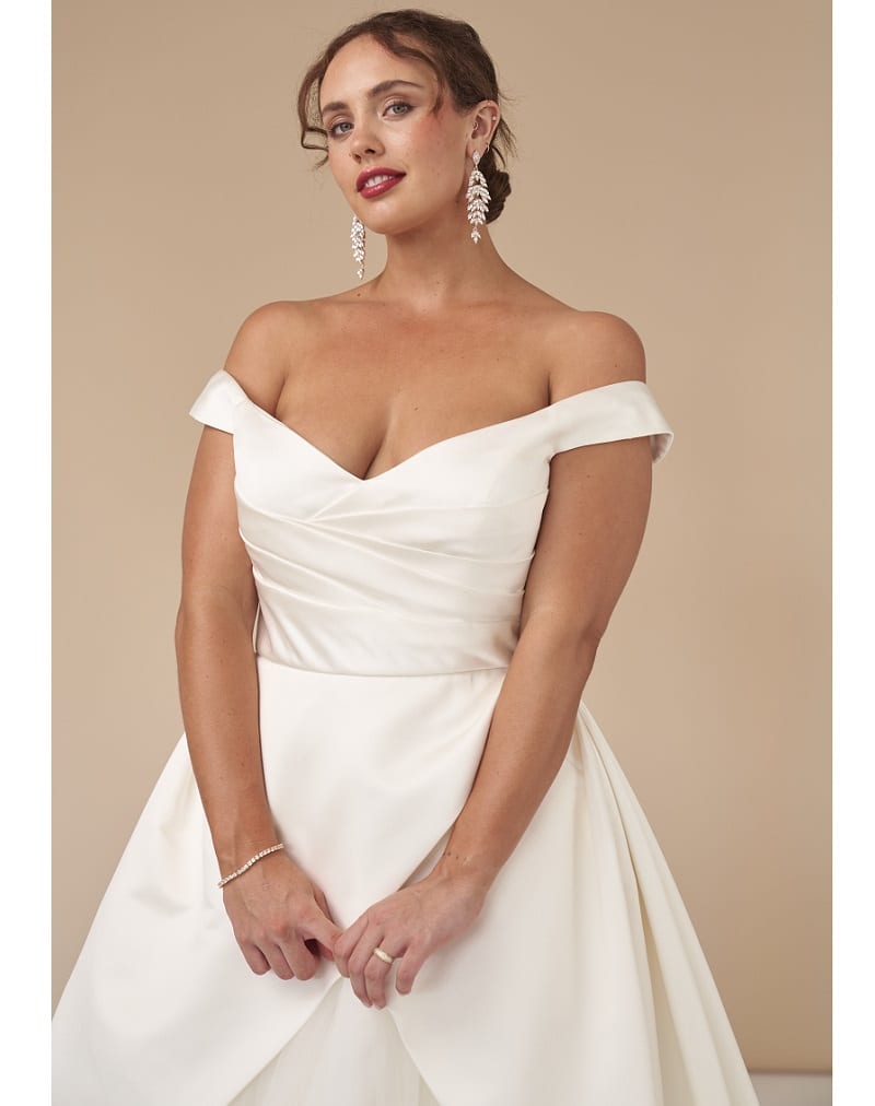 Dreamtime - A line Skirt, Off The Shoulder, Simple - Diva Curves Collection Wedding Dresses