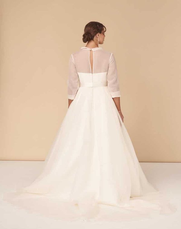 Dawn Light - A line Skirt, Organza Skirt, Sleeves - Diva Curves Collection Wedding Dresses